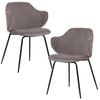 Set of 2 Dining Chairs with Corduroy Cord Fabric in Grey - Grey | Dining Chair