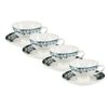 4x Casa Domani Cup And Saucer Rosetta Porcelain Antique Blue 200ml