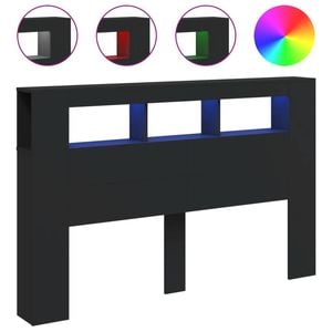 vidaXL LED Headboard Bed Header Bedroom Furniture Black 160 cm Engineered Wood