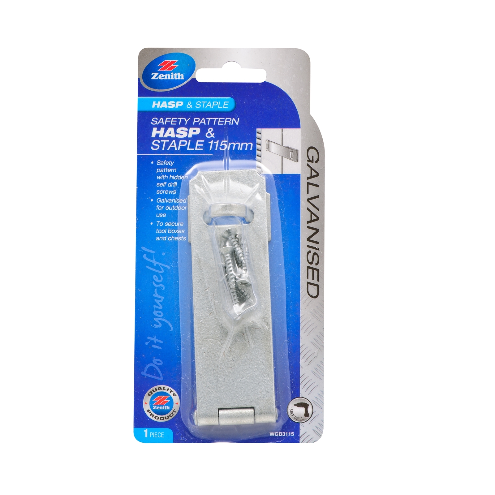 Zenith 115mm Galvanised Safety Pattern Hasp And Staple product image