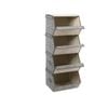 Costway 4 Stackable Storage Bins Foldable Storage Box Toy Organizer w/Magnetic Lid &Side Handle Home