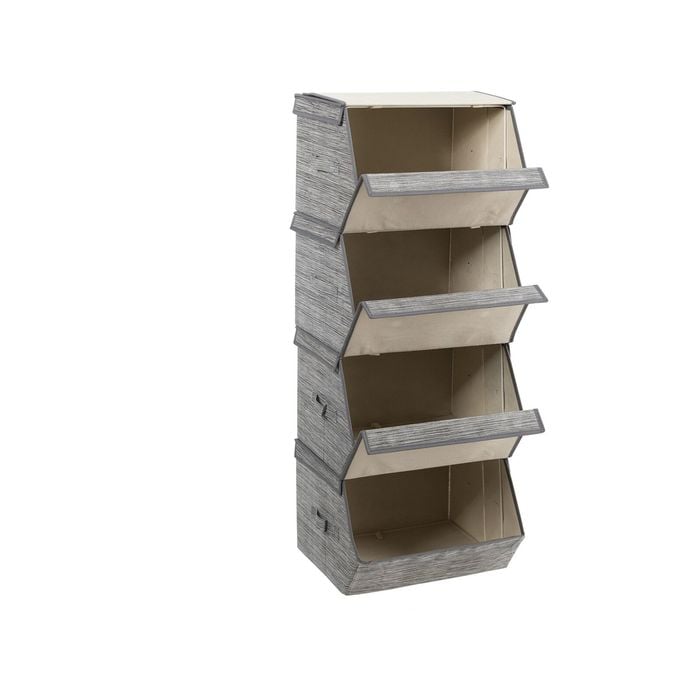 Costway 4 Stackable Storage Bins Foldable Storage Box Toy Organizer w/Magnetic Lid &Side Handle Home