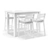 Santorini Outdoor Aluminium 1.5m Bar Table White With 4 Stools & Textured Grey Cushions