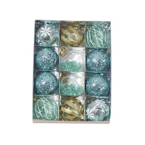 Catzon 12 Pcs 8cm Christmas Ball Ornaments with Stuffed Delicate Sparkling for Xmas Party Wedding-Blue