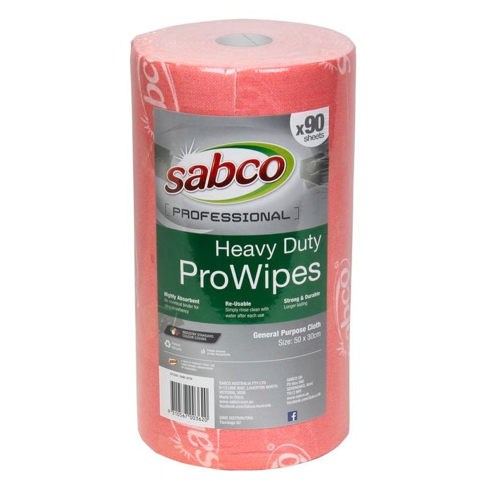 Sabco Professional Red Heavy Duty ProWipes Roll - 90 Sheets