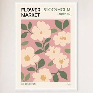 Galrie Stunning Flower Market Art Print from Stockholm, White Frame, A1 60 x 84cm (23 x 33inch)