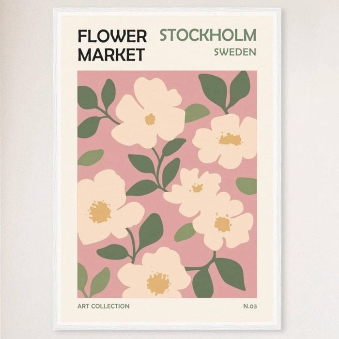 Galrie Stunning Flower Market Art Print from Stockholm, White Frame, A1 60 x 84cm (23 x 33inch)