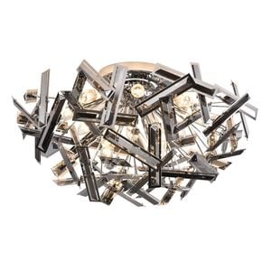 Vencha Brazza 12 Light Crystal Close to Ceiling Light - Black/Chrome
