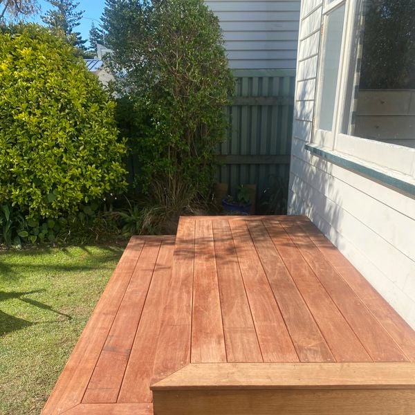 deck in a backyard