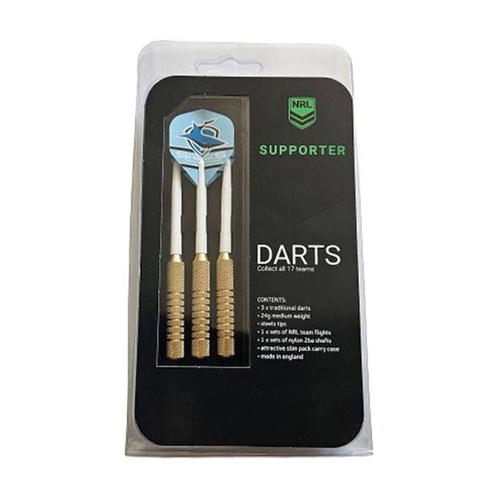 3pc NRL Darts Cronulla Sharks Team Design Flights & Shafts Case Included