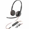 Poly Blackwire 3225 Wired On-ear Stereo Headset - Black - Binaural - Ear-cup - 32 Ohm - 225.6 Cm Cable