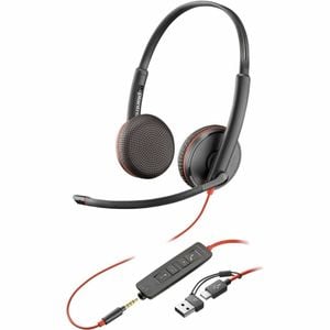 Poly Blackwire 3225 Wired On-ear Stereo Headset - Black - Binaural - Ear-cup - 32 Ohm - 225.6 Cm Cable