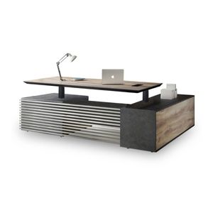 Modern Furniture PHOENIX 2.0 - Sit Stand Electric Lift Desk - Warm Oak & Black