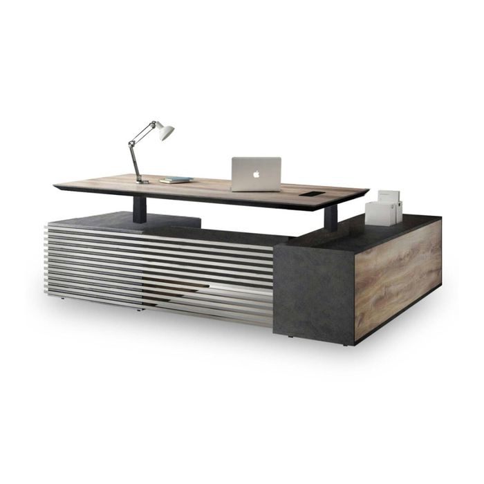 Modern Furniture PHOENIX 2.0 - Sit Stand Electric Lift Desk - Warm Oak & Black