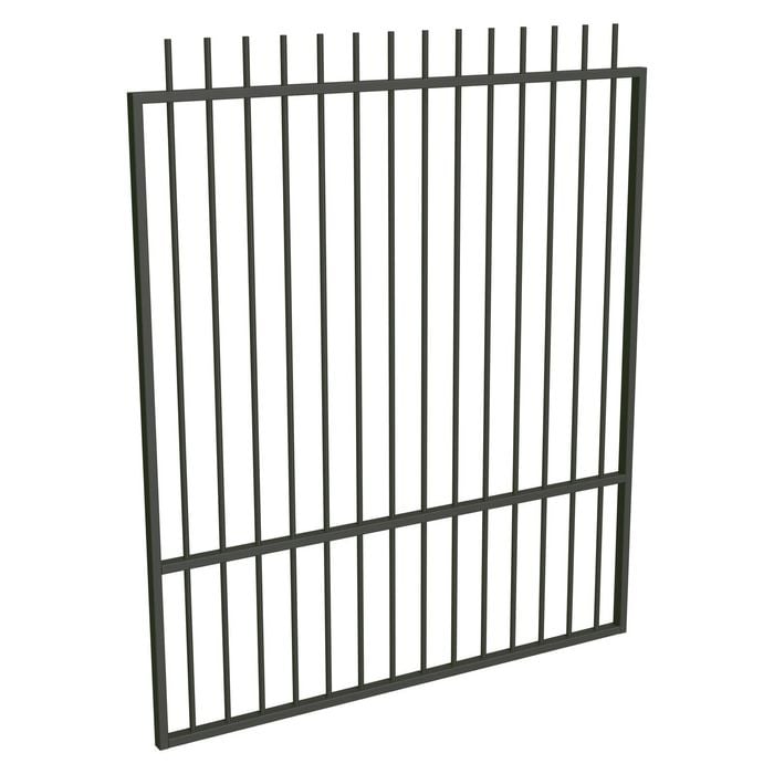 ProtectorAl 1201 - 1500 x 1800mm Woodland Grey Aluminium Garden Gate Picket Top with Mid Rail