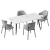 Oikiture 5PCS Dining sets 120cm Rectangle Table with Chairs Fabric Grey