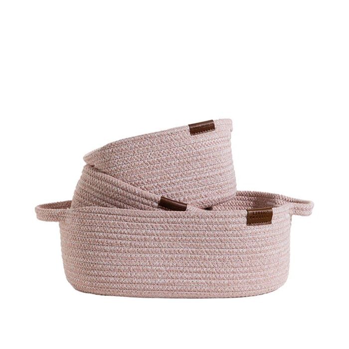 Living Textiles 3 Pc Cotton Rope Storage Set - Pink