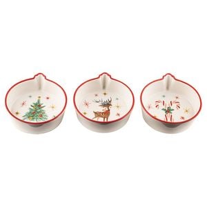 3pc Ladelle Jingle Serving/Entertaining Porcelain Bowl Set 11x10x3.5cm