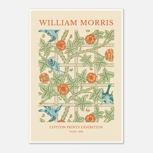 Galrie William Morris Trellis Cotton Print (1864) Timeless Elegance for Your Home, Poster Only, A2 42 x 60cm (16 x 24inch)