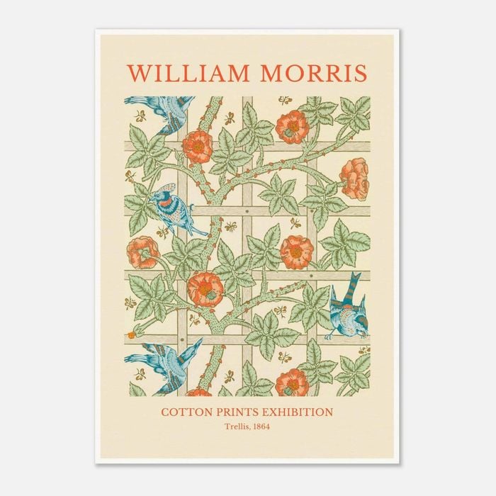 Galrie William Morris Trellis Cotton Print (1864) Timeless Elegance for Your Home, Poster Only, A2 42 x 60cm (16 x 24inch)