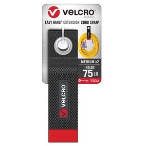 VELCRO Brand 44cm x 35.5mm Black Easy-Hang Extension Cord Strap VL30748 - 2 Pack