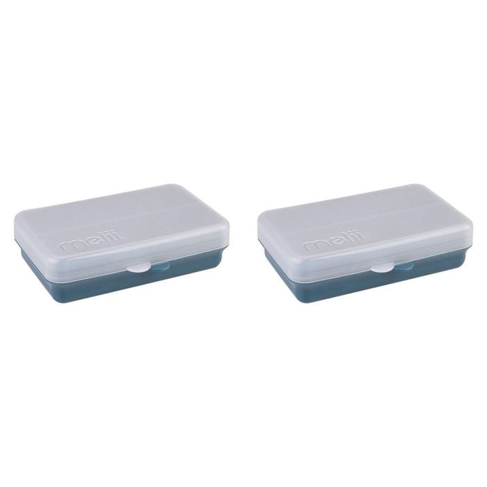 2PK Melii Luxe Snackle Box Food Storage Container w/ 6 Compartments Mini Blue