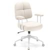 Costway Swivel Home Office Desk Chair Upholstered Armchair Beige
