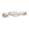 Kansas 3+2+1 Seater Lounge Set Coffee Table Light Oak & Olefin White Cushions