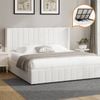 Oikiture Bed Frame Gas Lift Base King Size Boucle Fabric