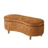 Oikiture Storage Ottoman Cashew Footstool Chenille Chest Bench Blanket Brown