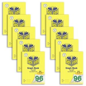 10pk Spirax 138 A4 Graph Book 10mm 96-pages Writing Notebook Stationery Yellow