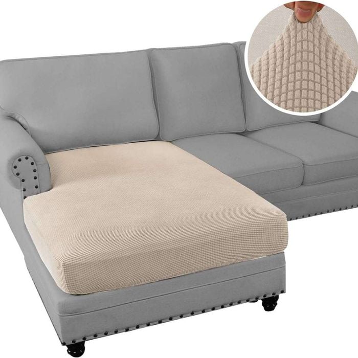 Smarcute 2 Seater Sectional Sofa Couch Lounge Chaise Cushion Seat Cover Natural (1 Chaise Seat Only)