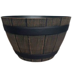 All Set 38 x 23cm Walnut Whiskey Barrel Resin Planter