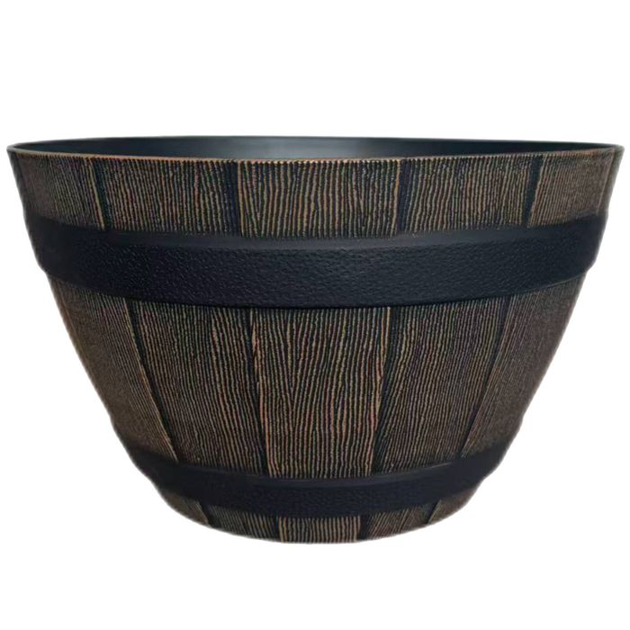 All Set 38 x 23cm Walnut Whiskey Barrel Resin Planter