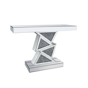 Hall Table MDF Silver Mirror Crush Crystal Zigzag Design