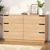 Homfurn 6-drawer Chest Dresser Lowboy 120cm Pine Finish Storage Cabinet