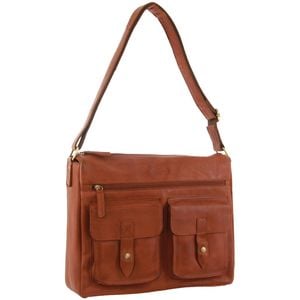 Pierre Cardin Leather Briefcase  Tote 13" Laptop Rustic Satchel Travel Cognac