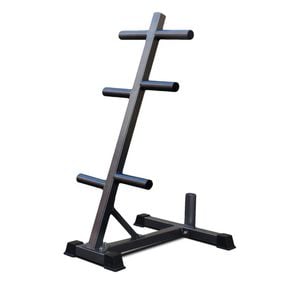 Olympic Weight Plate Tree Rack W/ Bar Holder Home Gym Storage 73x113cm