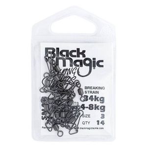 Black Magic Rolling Swivel With Snap Small Pack 48kg (34kg Breaking Strain)
