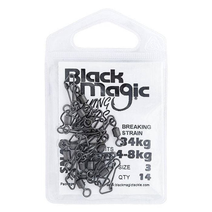 Black Magic Rolling Swivel With Snap Small Pack 48kg (34kg Breaking Strain)