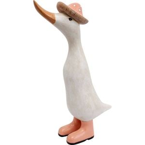 LVD Resin Rusty Puddle Duck w/ Hat and Boots Decor 17.3x29.5cm Orange/White