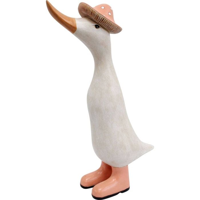LVD Resin Rusty Puddle Duck w/ Hat and Boots Decor 17.3x29.5cm Orange/White