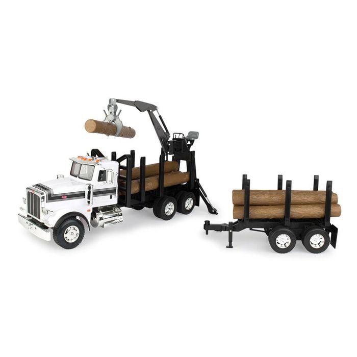 Ertl Big Farm Peterbilt Logging Truck With Pup Trailer & Logs 1:16 Scale