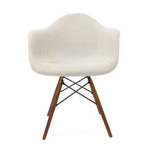 SK Designer Living | Replica Eames DAW Eiffel Chair | Fabric & Walnut - Texture Ivory