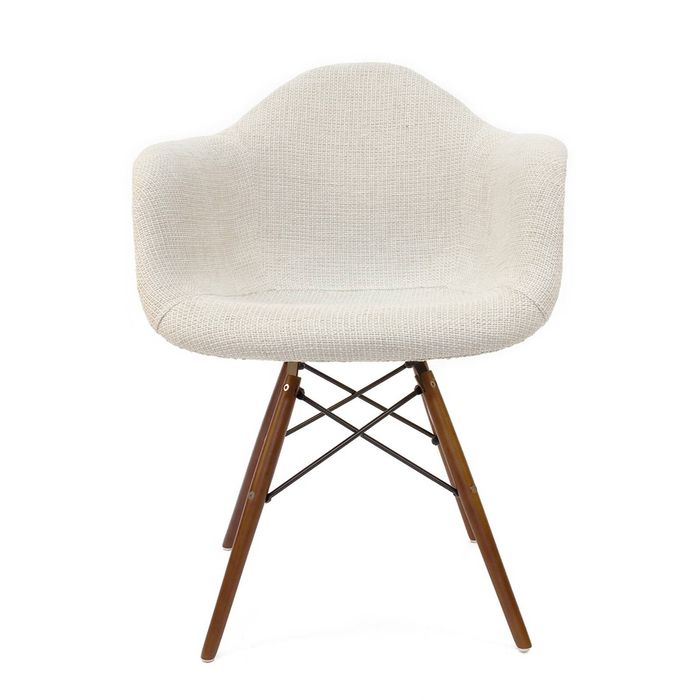 SK Designer Living | Replica Eames DAW Eiffel Chair | Fabric & Walnut - Texture Ivory