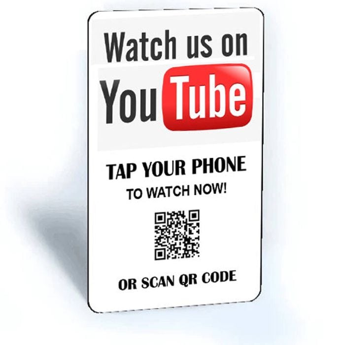 Tap and Share Contactless Sharing Smart NFC 'Watch Us on YouTube' Connect Card + QR code