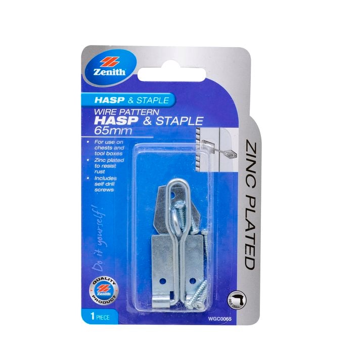 Zenith Hasp & Staple Wire Pattern 65mm ZP
