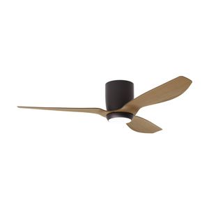 Fanforce Ares 52" Low Profile Smart DC Ceiling Fan LED Light Remote Black/Teak