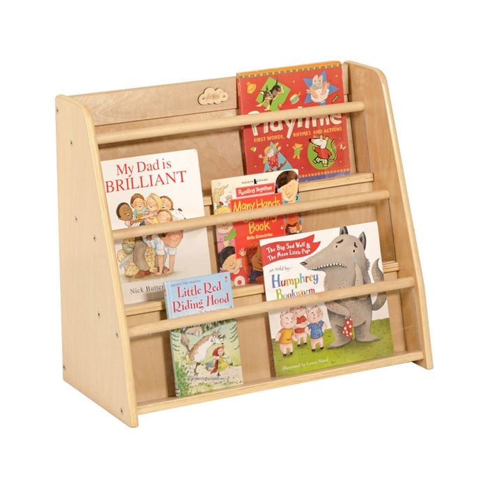 Jooyes Single Side Toddler Bookcase With Transparent Acrylic Board - Original Wood Colour | 62cm | Bookcase