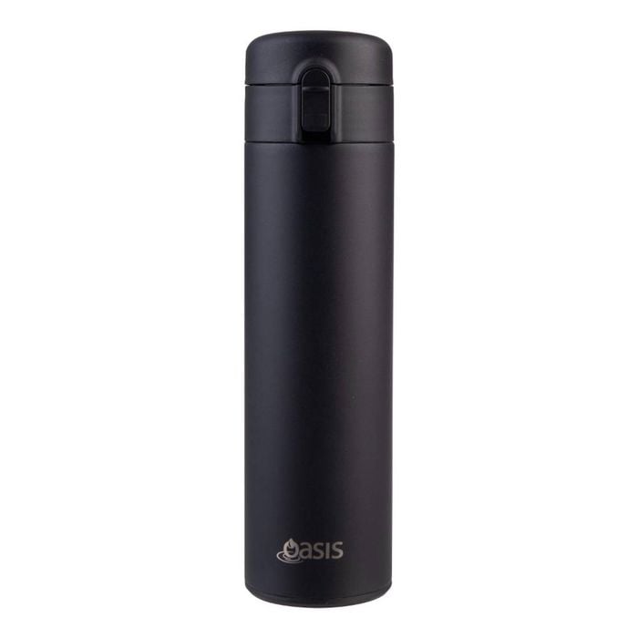 Oasis Stainless Steel Double Wall Insulated Flip Top Flask 480ml - Black